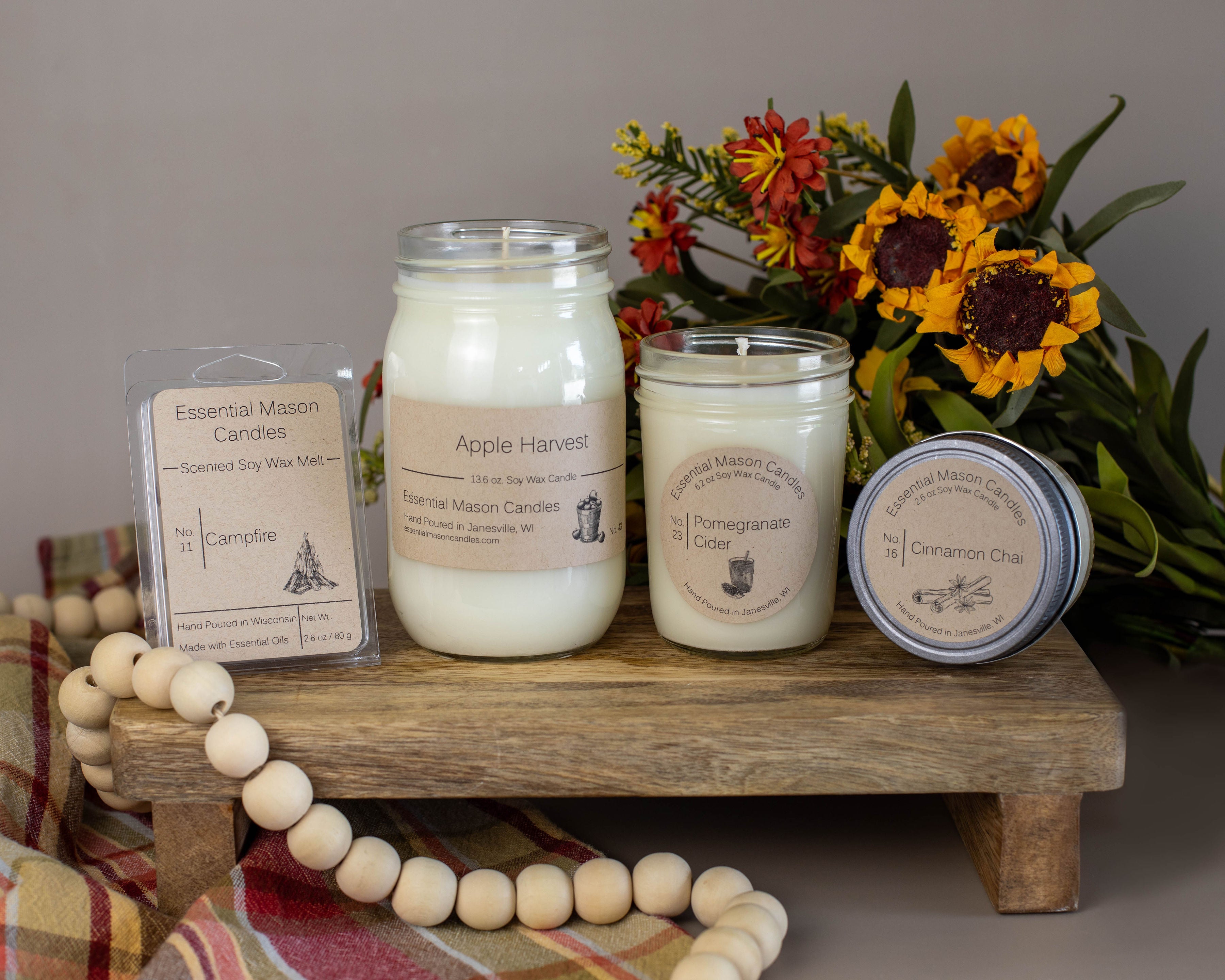 Mini Mason Jar Candle - Harvest Scents, Fall Candle